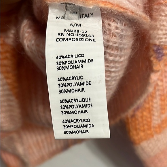 La Petite  Maille Made in Italy Orange and Purple Patterned Sweater  size s/m - Picture 2 of 9